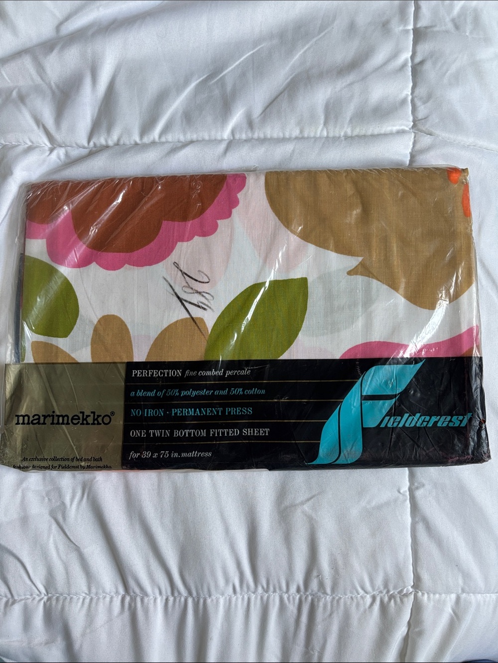 VINTAGE Marimekko for Fieldcrest Twin Fitted Sheet — NOS/NIB
